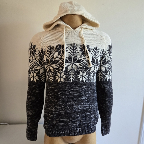 Cozy Knit Hooded Sweater with Snowflake Pattern - Picture 2 of 11